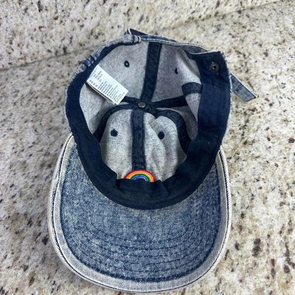 Rainbow Embroidered Denim Baseball Hat American Eagle Cap